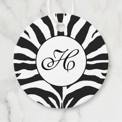 Zebra Print Monogram Favor Tags