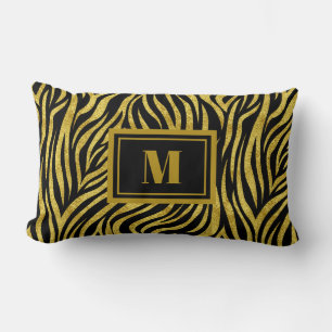 Zebra Print Monogram Lumbar Pillow