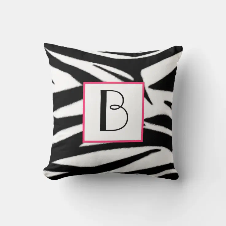 Zebra Print Monogram Pillow Zazzle