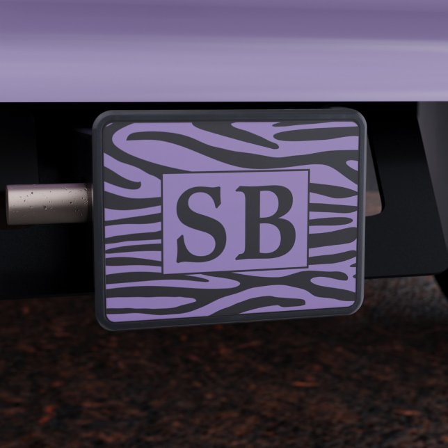 Zebra Print Monogram Purple Striped Hitch Cover (If you love purple and zebras then this is the hitche cover just for you)