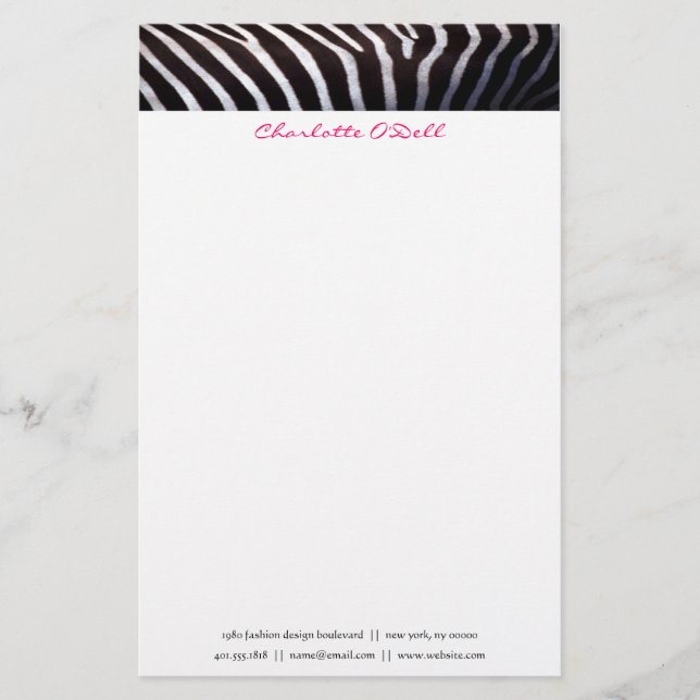 zebra print; monogram stationery (Front)