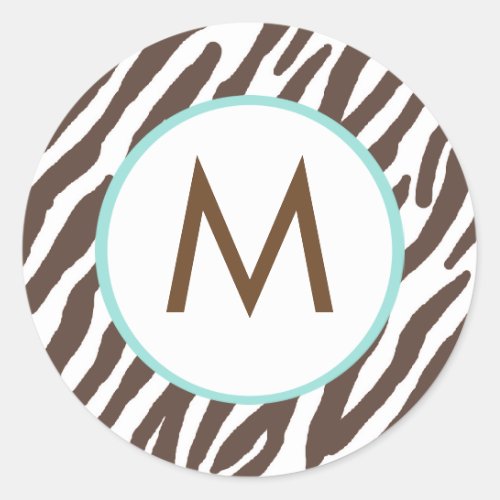 Zebra Print Monogrammed Stickers