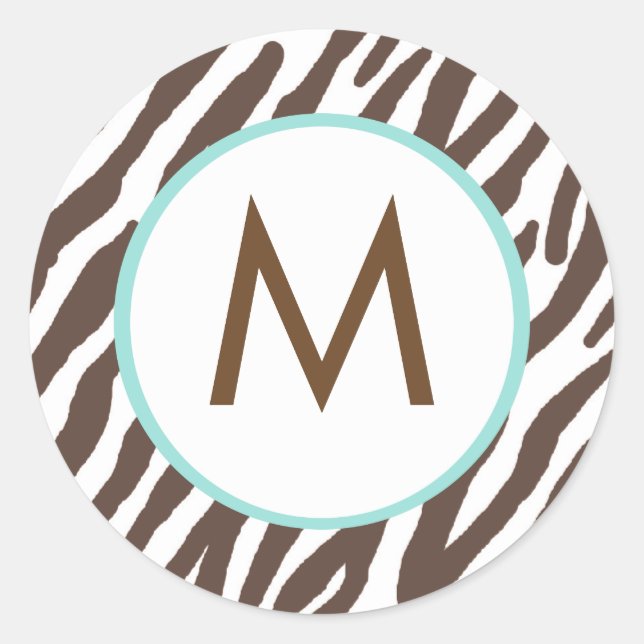 Zebra Print Monogrammed Stickers (Front)