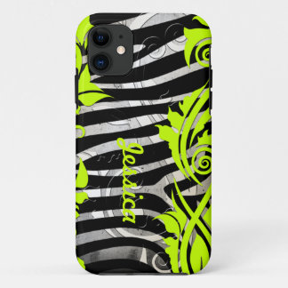Zebra Print & Neon Flourishes Iphone 5 Case