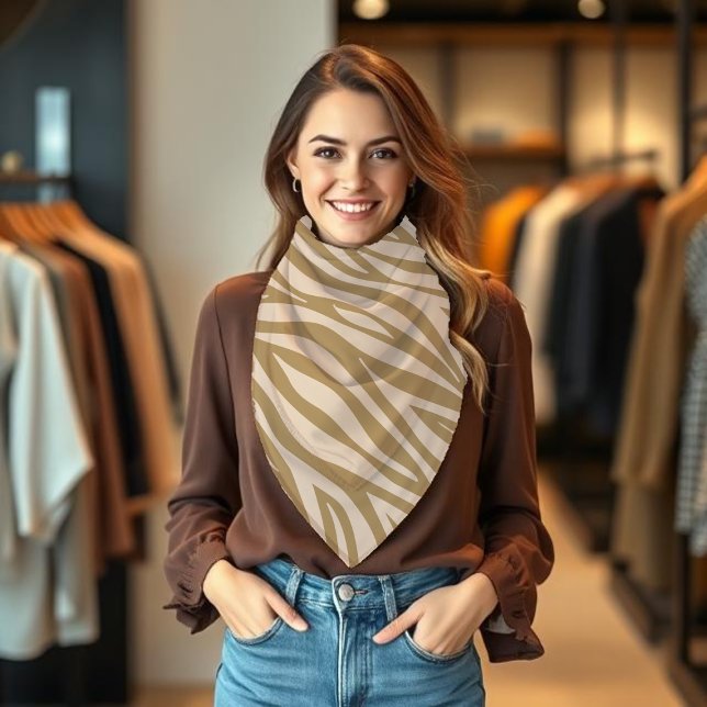 Zebra Print-Neutral Bandana (Bandana Zebra print beige)