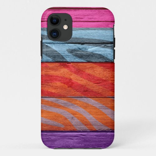 Zebra Print on Wood 11 iPhone 11 Case