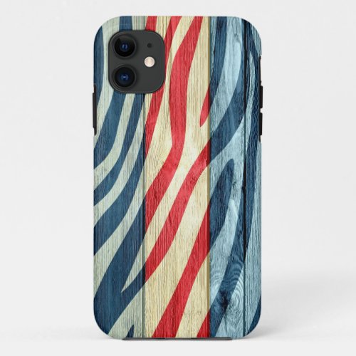 Zebra Print on Wood 13 iPhone 11 Case