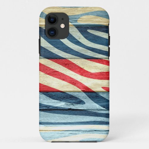 Zebra Print on Wood 14 iPhone 11 Case
