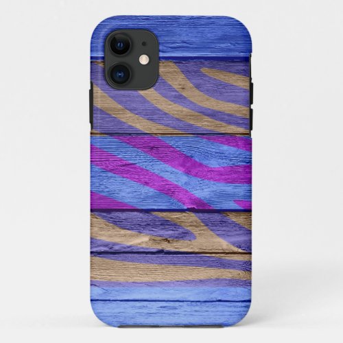 Zebra Print on Wood 15 iPhone 11 Case