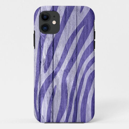 Zebra Print on Wood 17 iPhone 11 Case