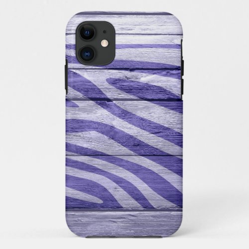 Zebra Print on Wood 18 iPhone 11 Case