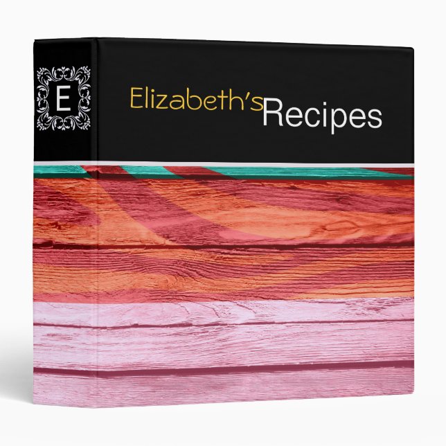 Zebra Print on Wood #22 3 Ring Binder (Front/Spine)