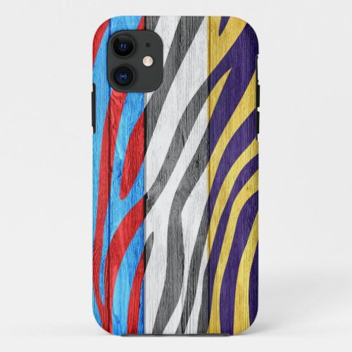 Zebra Print on Wood 25 iPhone 11 Case