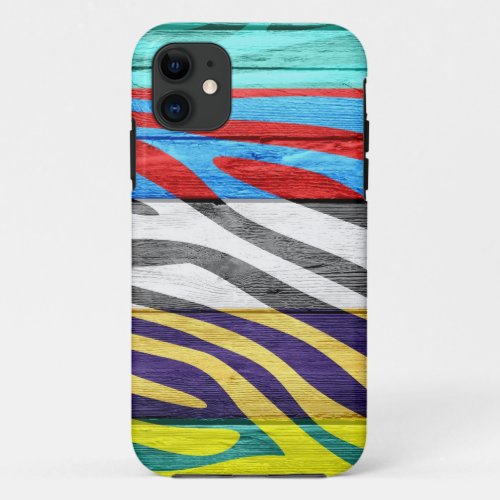 Zebra Print on Wood 26 iPhone 11 Case