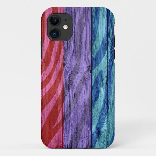Zebra Print on Wood 5 iPhone 11 Case