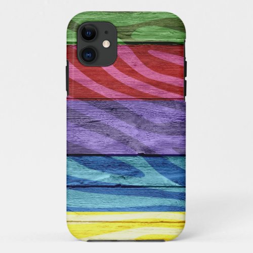 Zebra Print on Wood 6 iPhone 11 Case