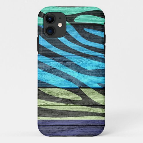 Zebra Print on Wood 7 iPhone 11 Case