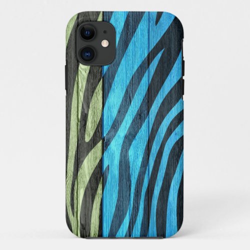 Zebra Print on Wood 8 iPhone 11 Case