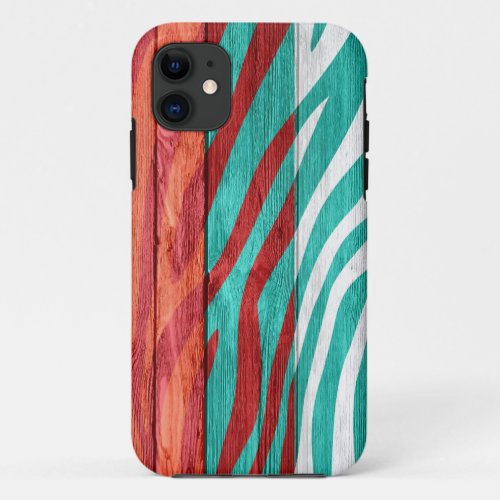 Zebra Print on Wood 9 iPhone 11 Case