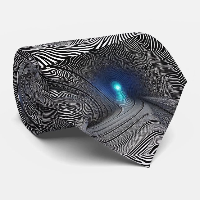 Zebra Print Optical Illusion,  Neck Tie (Rolled)