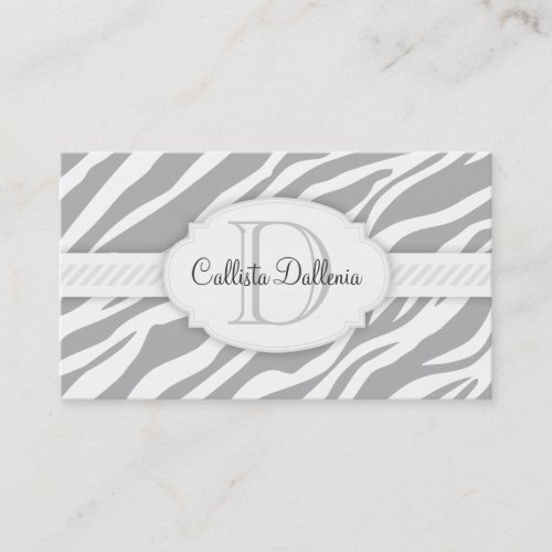 Zebra Print (Pale Grey) Custom Business Card