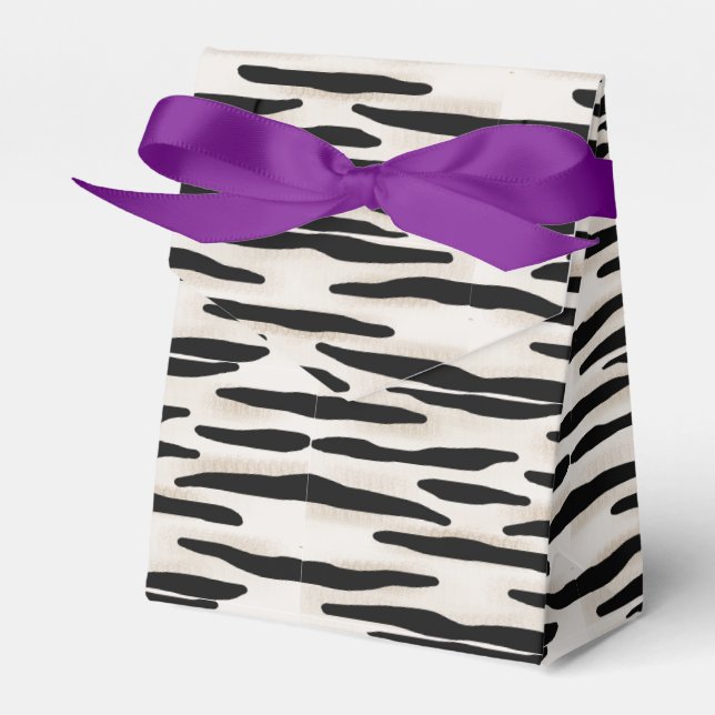 zebra print party favor box with bow (Front Side)