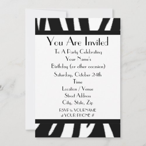 Zebra Print Party Invitation