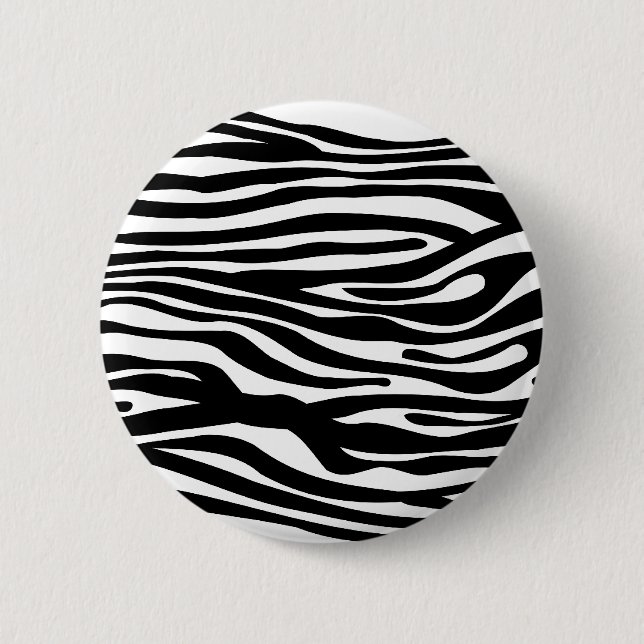 Zebra Print Pattern - Black and White Button (Front)
