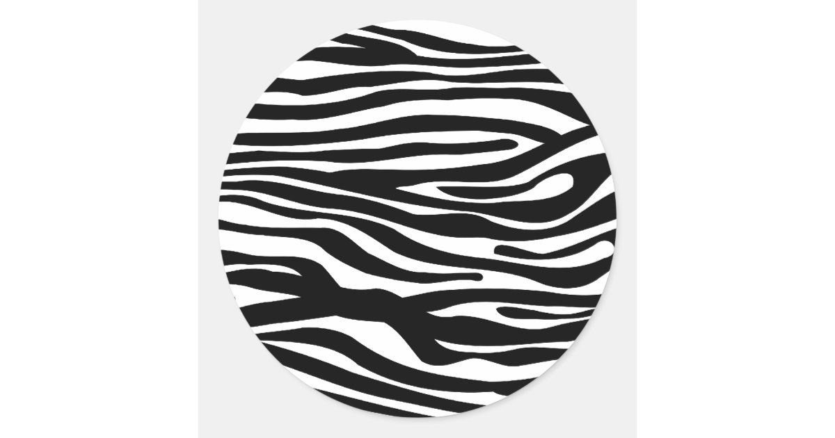 Zebra Print Pattern - Black and White Classic Round Sticker | Zazzle