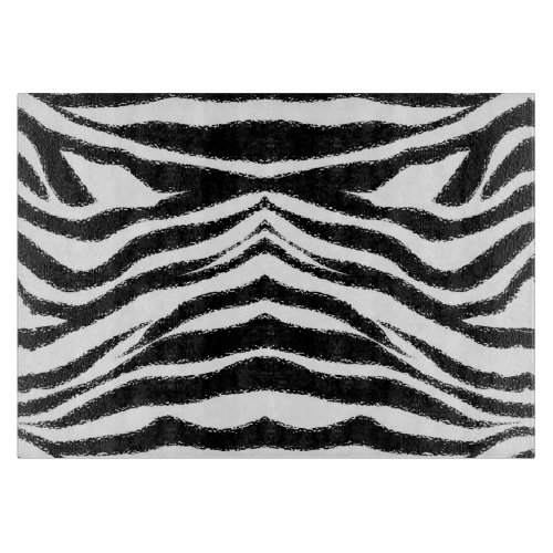 Zebra Print Pattern Black and White Cutting Board