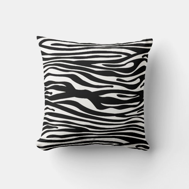 Zebra Print Pattern - Black and White Throw Pillow (Front)