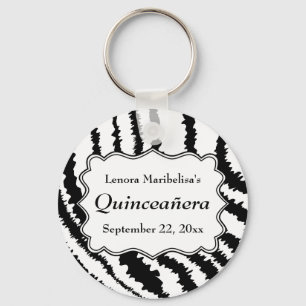 Zebra Print Pattern Quinceanera Keychain