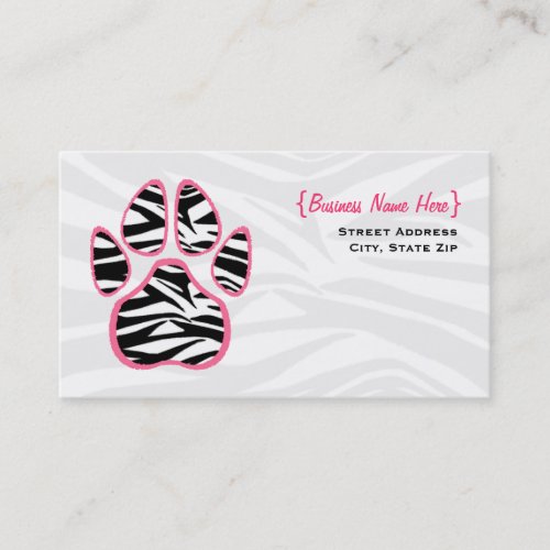 Zebra Print Paw Print Business Card