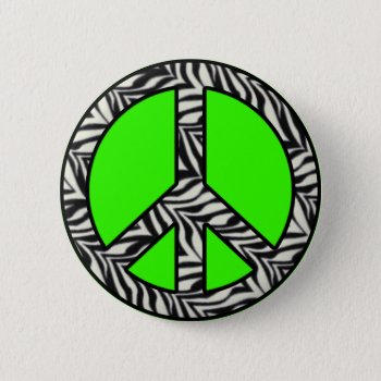 Zebra Print Peace Button by SayItNow at Zazzle