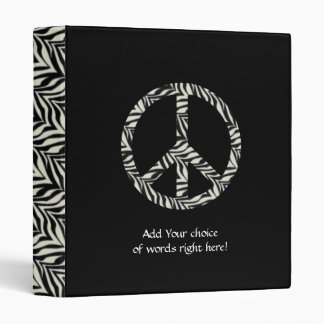 Zebra Print Peace Sign Binder