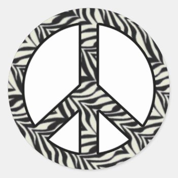 Zebra Print Peace Sign Sticker by SayItNow at Zazzle