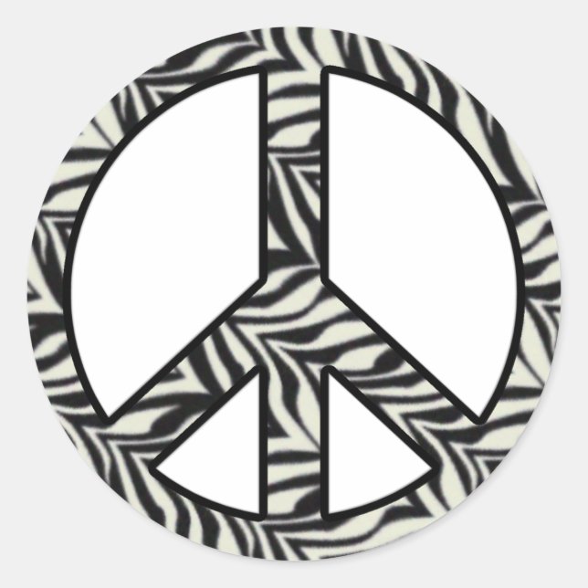 Zebra Print Peace Sign Sticker (Front)