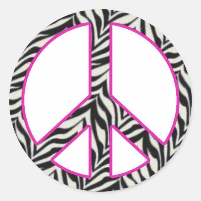 Zebra Print Peace Sign Sticker (Front)