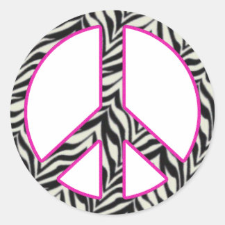 Zebra Print Peace Sign Sticker