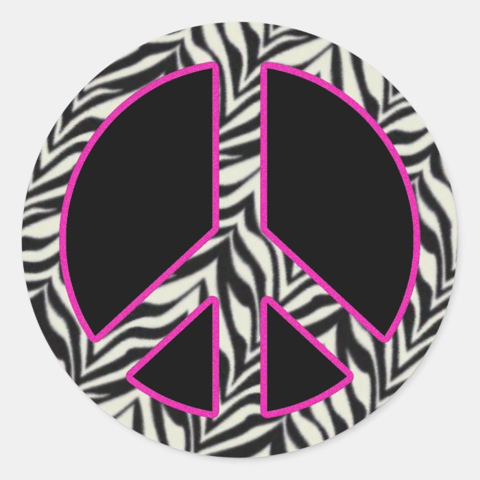 Zebra Print Peace Sign Sticker