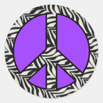Zebra Print Peace Sign Sticker by SayItNow at Zazzle