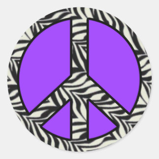Zebra Print Peace Sign Sticker