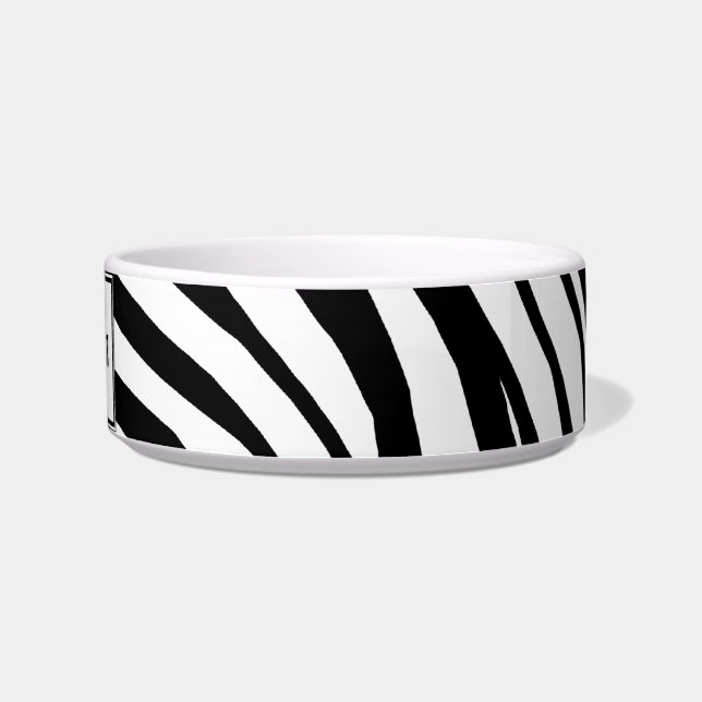 Zebra Print Personalized Cat Bowl (Right)