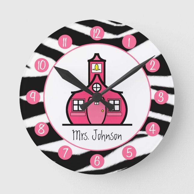 Zebra Print Personalized Clock For Teachers (Front)