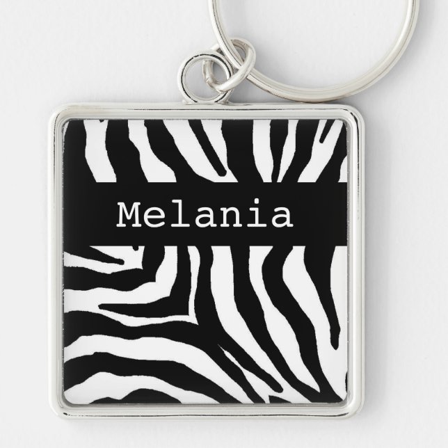 Zebra Print Personalized Name Key Chain (Front)
