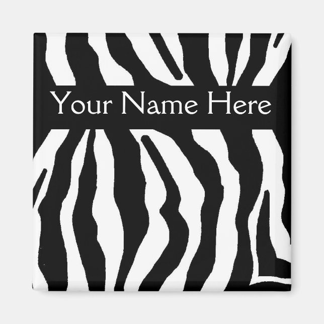 Zebra Print Personalized Name Magnet (Front)