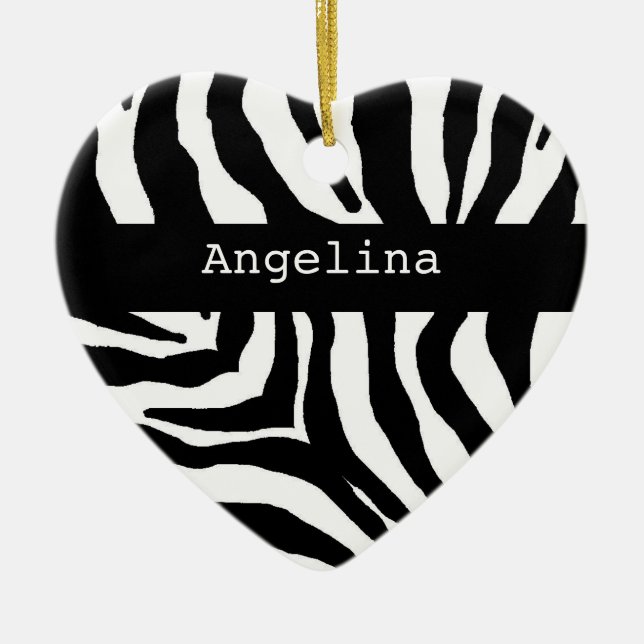 Zebra Print Personalized Name Ornament (Front)