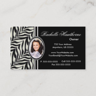 Zebra Print Photo Logo Business Cards ~ Bl