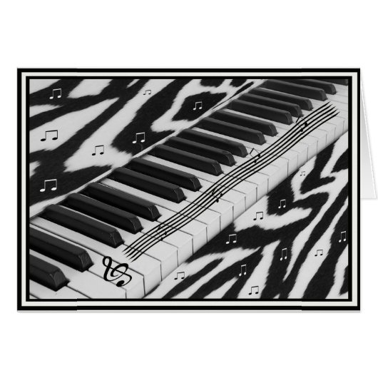 Zebra Print Piano Keyboard Cards (Front Horizontal)