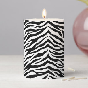 Zebra Print Pillar Candle